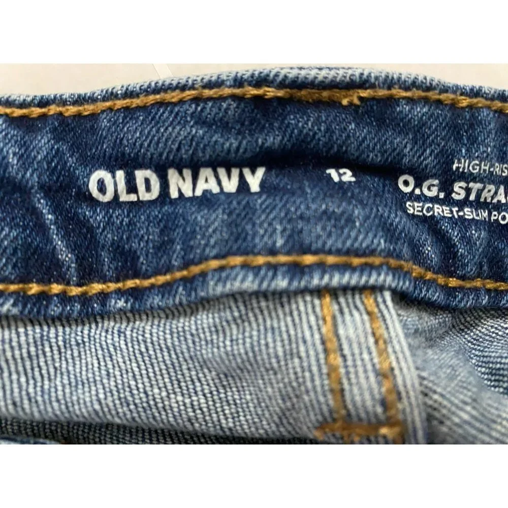 OLD NAVY WOMENS Size 12 O.G. STRAIGHT 32X25”High-Rise Jeans - Picture 4 of 16